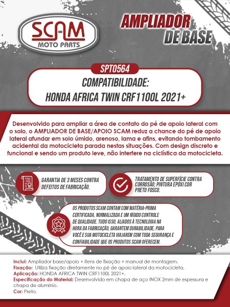 Ampliador Base Tripé Lateral Africa Twin CRF 1100L 2021/... Scam