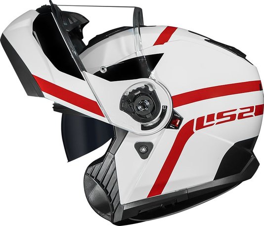 Capacete LS2 Strobe II FF908 Escamoteável Autox Wht/Red