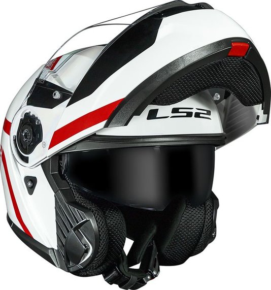 Capacete LS2 Strobe II FF908 Escamoteável Autox Wht/Red