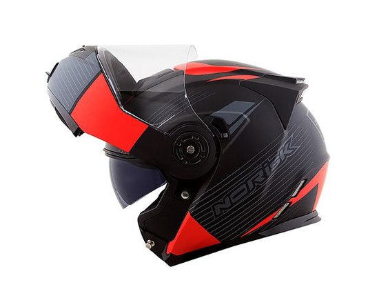Capacete Norisk Route FF345 Stroke Preto Fosco/Vermelho
