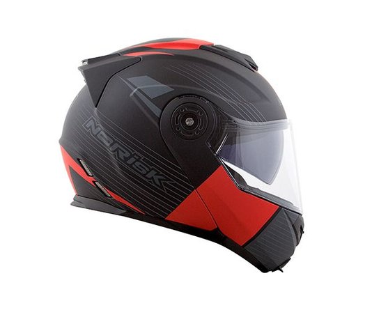 Capacete Norisk Route FF345 Stroke Preto Fosco/Vermelho