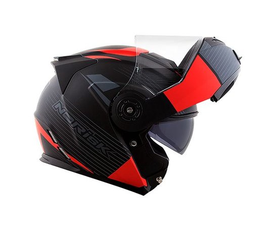Capacete Norisk Route FF345 Stroke Preto Fosco/Vermelho