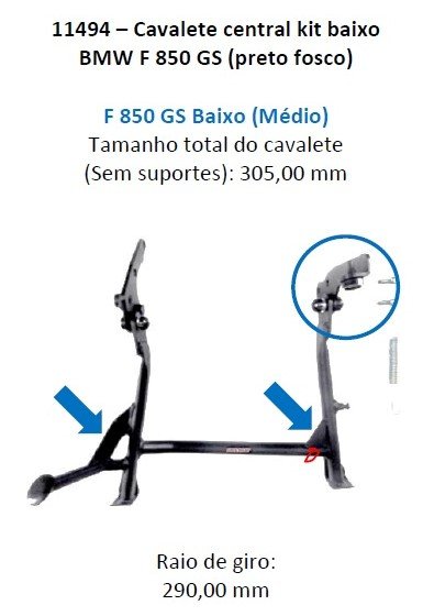 Cavalete Central BMW F850 GS Kit Baixo Chapam