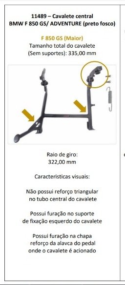 Cavalete Central BMW F850 GS/F900 GS Altura Normal Chapam