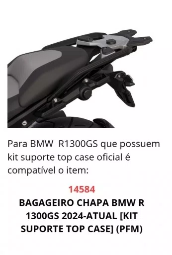 Chapa Suporte Bauleto BMW R1300 GS Kit Suporte Top Case