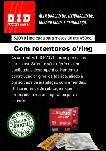 Kit Relação MT-03/R3 2015 a 2025 DID c/ Retentor