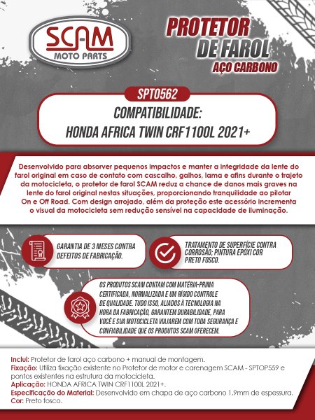 Protetor Farol Africa Twin CRF 1100L 2021/... Alço Carbono Scam