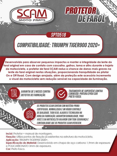 Protetor Farol Tiger 900 2020/... Policarbonato Scam