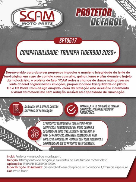 Protetor Farol Tiger 900 2020/... Aço Scam