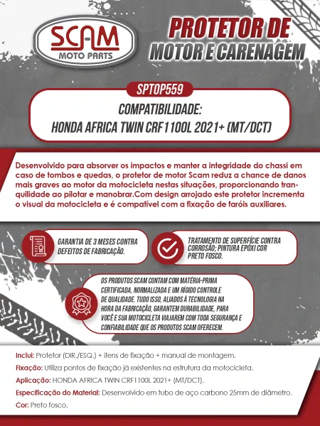 Protetor Motor e Carenagem Africa Twin CRF 1100L 2021+ Scam